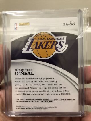 2015 Panini Immaculate Shaquille O ' Neal AUTO PATCH 42/75 Autograph Lakers RARE 3