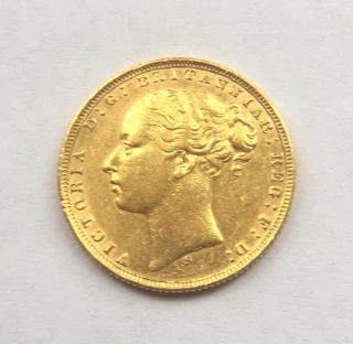 1872 - S - St George Young Victoria Gold Full Sovereign Coin Rare - Uncirculated