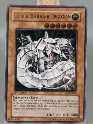 Yu - Gi - Oh Cyber Barrier Dragon 1st Edition Ultimate Rare Soi - En006 Psa - Bgs Ready