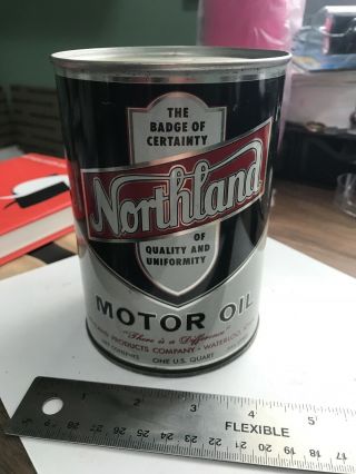 Vintage Northland Motor Oil One Quart Can/very Rare Waterloo Ia Iowa