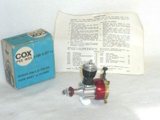 A Rare,  - In - Box (1960s A.  A.  Hales) Cox Pee - Wee 0.  020 Glow/nitro Aero Engine