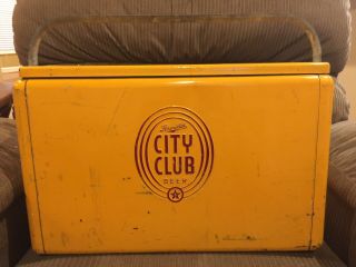 Vintage Schmidts City Club Beer Cooler Ice Chest Crate Metal Rare Box Cron