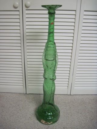 Rare Mid - Century 33 1/2 " Tall Chianti Green Wine Bottle In The Shape Of A Woman