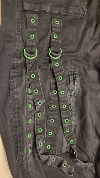 TRIPP NYC Black Grunge Gothic Punk Cargo Pants Drawstrings Zips XS chains rare 3