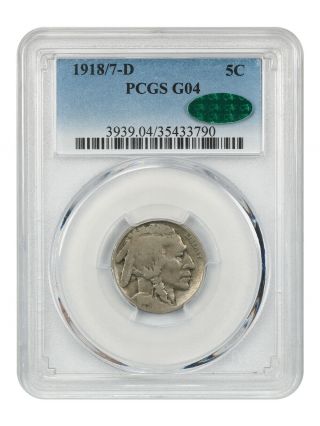 1918/7 - D 5c Pcgs/cac Good - 04 - Rare Overdate - Buffalo Nickel - Rare Overdate
