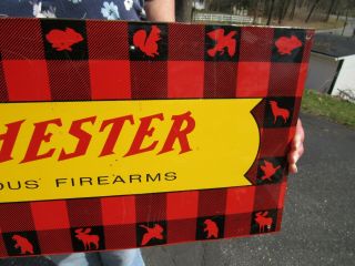 VINTAGE 1950 ' s WINCHESTER FIREARMS SIGN 26x10 EXT RARE SIGN 5
