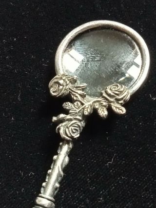 A Rare Antique 925 Sterling Silver Magnifying Glass & Solid Silver.  Chatelaine?