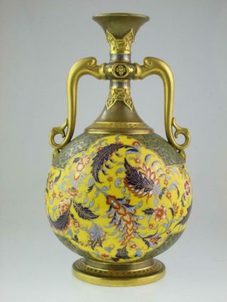 Rare Large Antique 19th Century Royal Worcester Cloisonné Porcelain Vase 1884