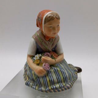 Rare Antique Royal Copenhagen Porcelain Slesvig Girl Figure,  Figurine