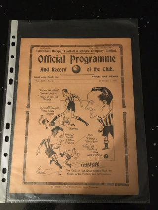 Rare Tottenham Hotspur V Sunderland 1933/34 Programme