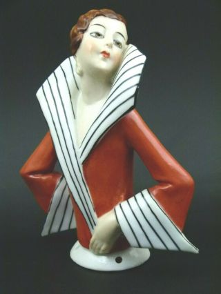 & Very Rare Antique German Art Deco Half Doll Lady 5 " Fasold & Stauch