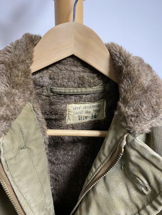 Rare Perfect Alpaca Liner Wwii Usn N - 1 Deck Jacket 36 Nxsx 79062 Khaki