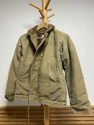 RARE PERFECT ALPACA LINER WWII USN N - 1 Deck Jacket 36 NXsx 79062 Khaki 2