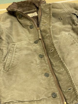 RARE PERFECT ALPACA LINER WWII USN N - 1 Deck Jacket 36 NXsx 79062 Khaki 5
