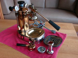 La Pavoni Professional Brass & Copper Lever Espresso Machine.  Rare Pre Millenium