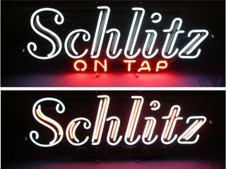 Vtg 1968 Schlitz Beer On Tap Neon Light Up Sign Motion Moving Flashing Very Rare