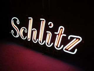 Vtg 1968 Schlitz beer on tap neon light up sign motion moving flashing VERY RARE 5