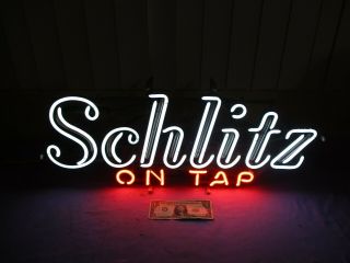 Vtg 1968 Schlitz beer on tap neon light up sign motion moving flashing VERY RARE 6