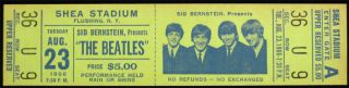 The Beatles 1966 Rare Full Concert Ticket Shea Stadium York