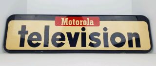 Vtg Motorola Television TV Painted Metal Sign Advertisement 26x7 Ultra Rare 2 6