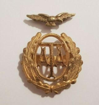 Rare Ww2 Air Transport Auxiliary Ata Raf Officers Two - Piece Gilt Side Cap Badge