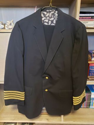 Rare Vintage Pan Am Airline Captain Pilot Uniform Jacket Blazer W/ Four Stripes