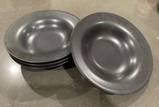 (4) Lindt - Stymeist Craftworks Ebony Rim Soup Bowls 8 - 1/2 " Japan - Rare