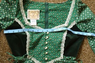 Gunne Sax Dress Vintage 1970s Green Calico Midi Velvet 9 Rare Prairie 3