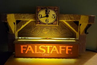 Vintage Falstaff Clock Beer Lighted Sign Cash Register Bar Topper Rare