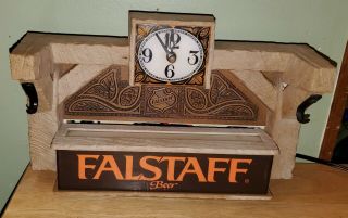 Vintage FALSTAFF Clock Beer Lighted Sign Cash Register Bar Topper RARE 2