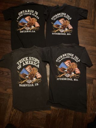 Vintage 80’s 3d Emblem Truckers Only 50/50 Tshirts Eagle Flag Harley Rare 2