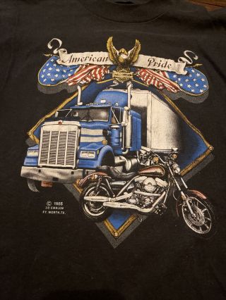 Vintage 80’s 3d Emblem Truckers Only 50/50 Tshirts Eagle Flag Harley Rare 3