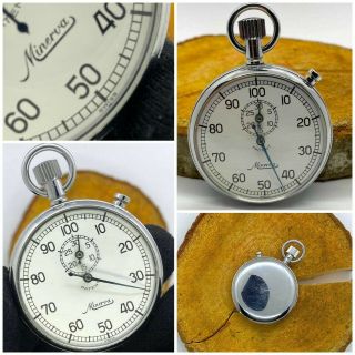 Vintage Minerva Stopwatch Swiss Made Mechanical Wind Up Rare Old Men 