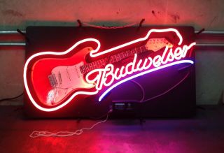 Rare Budweiser Electric Guitar Neon Sign