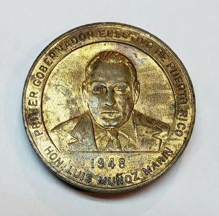Vtg Brass Pin / Luis Munoz Marin / First Governor Of Puerto Rico / 1948 Rare