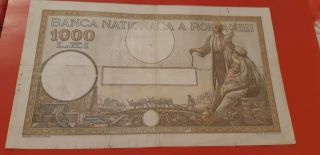 Romania 1000 Lei Banknote 1934 Una Mie Lei Bank Note Rumanien Kingdom Rare Fine 2