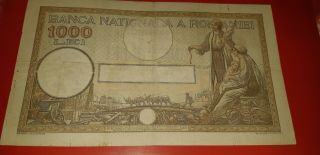 Romania 1000 Lei Banknote 1934 Una Mie Lei Bank Note Rumanien Kingdom Rare Fine 3