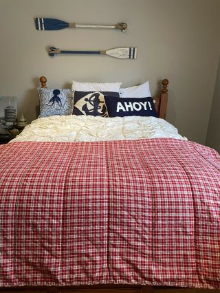 Rare Red Plaid Dockside Ralph Lauren Twin Comforter Bed Vintage Bedspread Euc