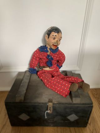 Rare Ventriloquist Dummy “mr” Handmade Arts And Crafts With Wood Case