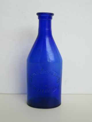 Rare Antique Frank E Morgan Cobalt Blue Apothecary Pharmacy Bottle,  Philadelphia