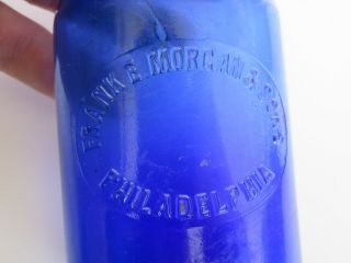Rare Antique Frank E Morgan Cobalt Blue Apothecary Pharmacy Bottle,  Philadelphia 3