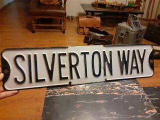 Vintage 1950s Silverton Way 24 " Enameled Porcelain Metal Street Sign Rare