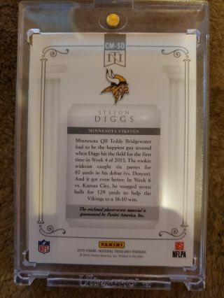 2015 STEFON DIGGS NATIONAL TREASURES ROOKIE PATCH ULTRA RARE 1 of 1 2