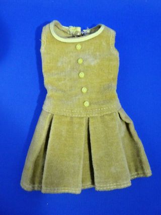 Vintage Francie Pak Pleat Neat Gold Velveteen Dress Tm Rare Vgc