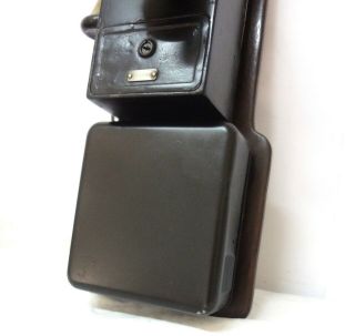 RARE & ANTIQUE 1909 EARLY GRAY TELEPHONE PAY STATION WALL PAYPHONE TWO SLOTS SEE 5