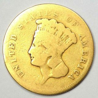 1856 - S Three Dollar Indian Gold Coin $3 - Rare San Francisco Date Coin 3
