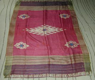 Rare 19thc Finely Woven Soft Red Syrian Silk Shawl - Fab Colors& Design