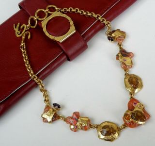 Christian Lacroix Rare Vintage Necklace Gilded And Hearts