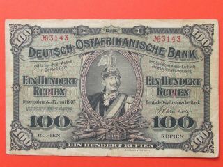 East Africa Germany (1905 Rare Scarce) 100 Rupien Rare Bank Note
