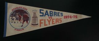 1975 Buffalo Sabres Philadelphia Flyers Stanley Cup Hockey Pennant Rare